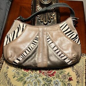 Stylish Tan and Zebra Fossil Women's Purse